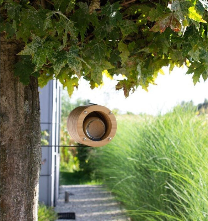 Heeej Peanuts bamboe pindakaaspothouder met zwarte ophangbeugel